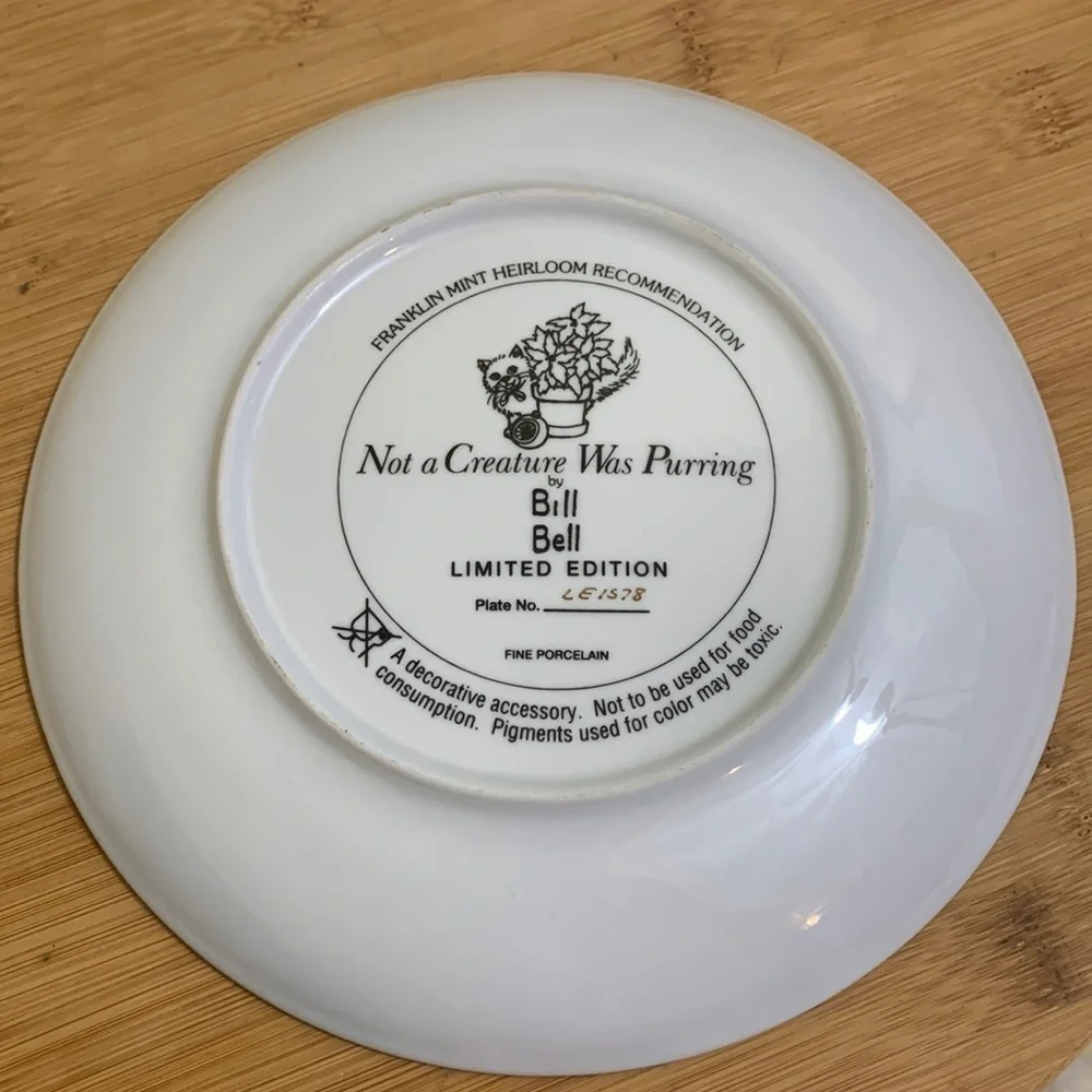 Franklin Mint | Not A Creature Was Purring LE Porcelain LE1578 24k Trim Plate
